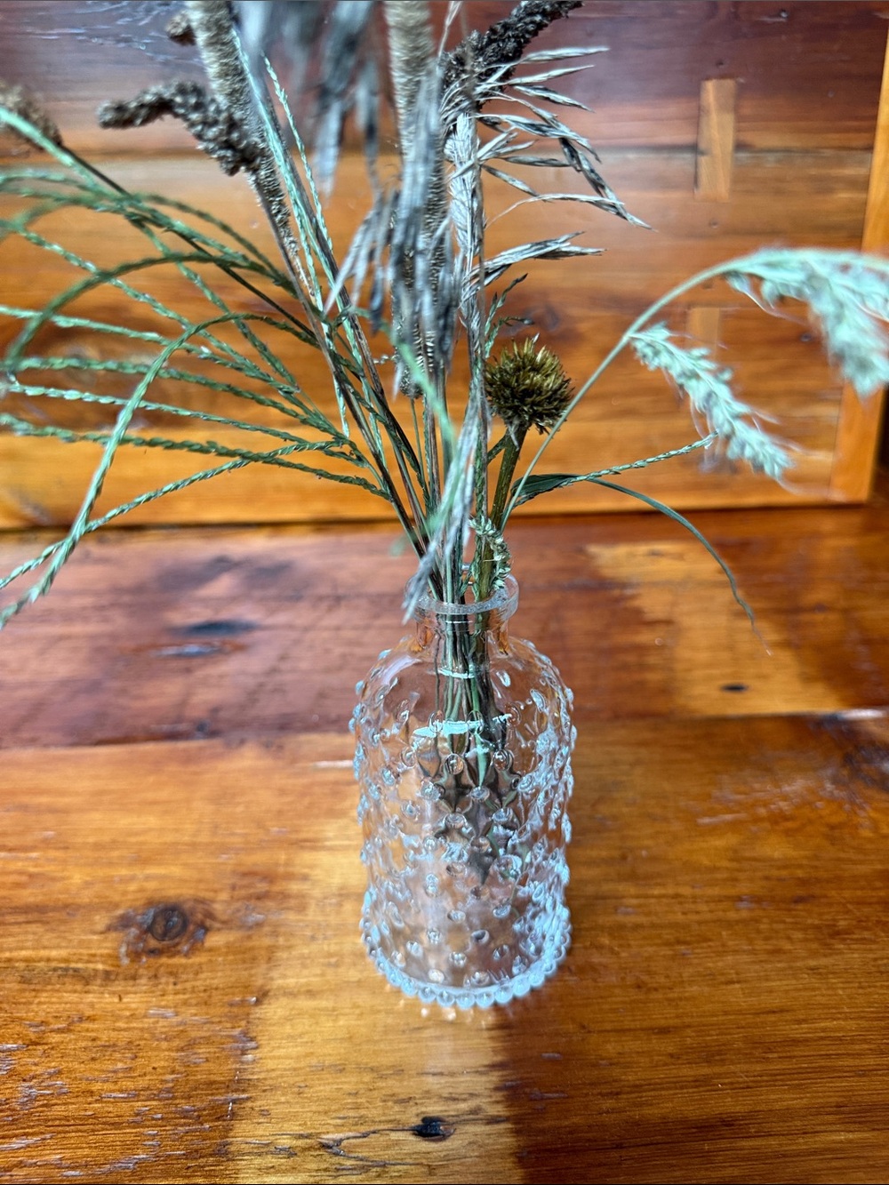 🌿Clear Glass Hobnail Textured Decorative Bottle/Vase